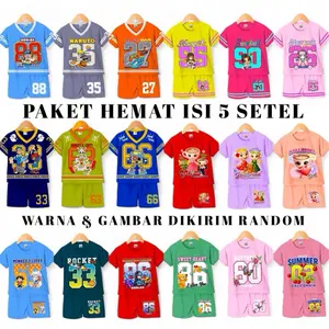 PAKET HEMAT ISI 5 SETEL / JERSEY / ANGKA / BAJU ANAK LAKI-LAKI / BAJU ANAK PEREMPUAN / MURAH