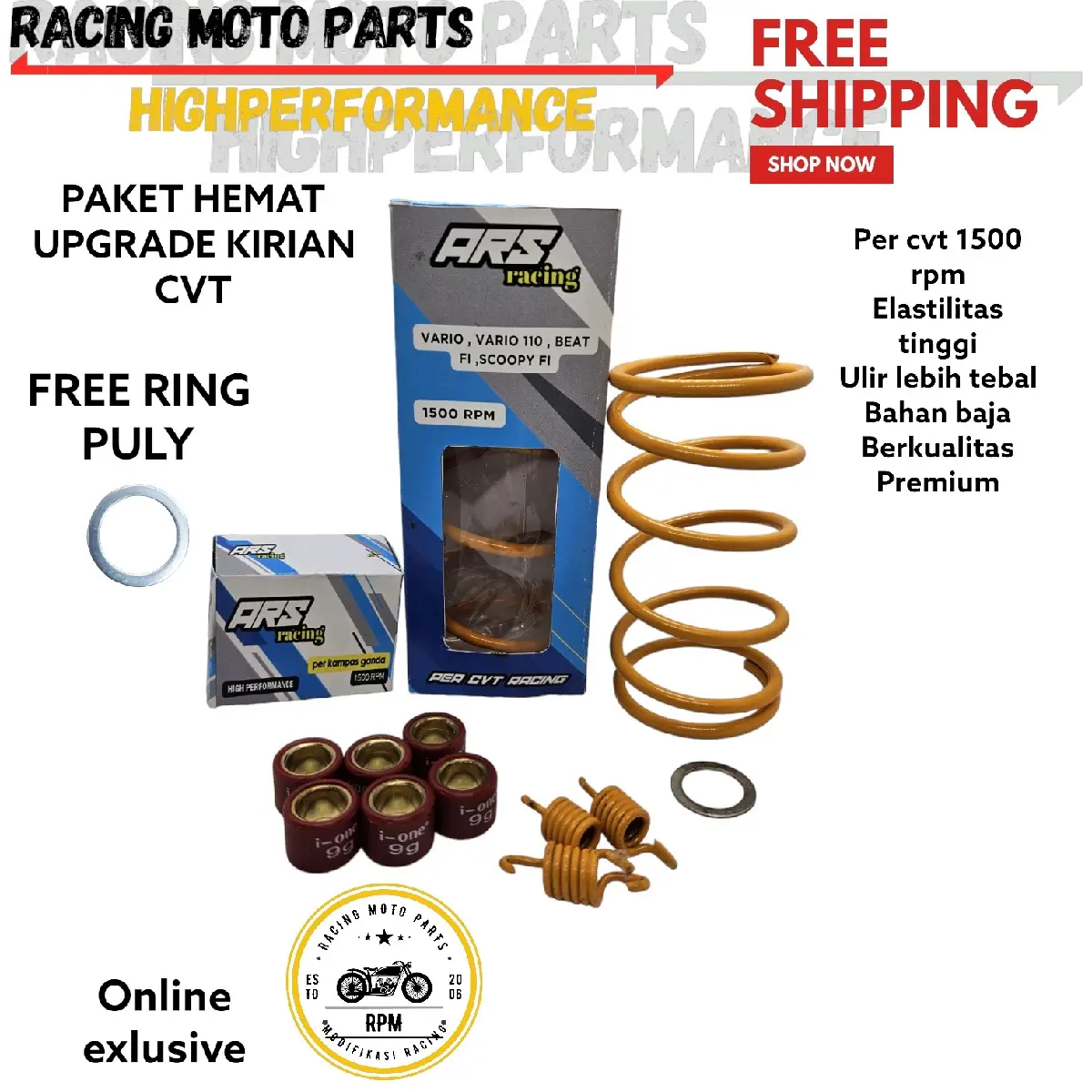 Paket Kirian CVT Vario - Vario cbs 110 - Vario techno Paket Per cvt Racing 1500 Rpm Upgrade Cvt Vario Per ganda Per Sintri Roller Racing Dan Ring Pully kualitas Bagus Mesin Motor Motorcycle