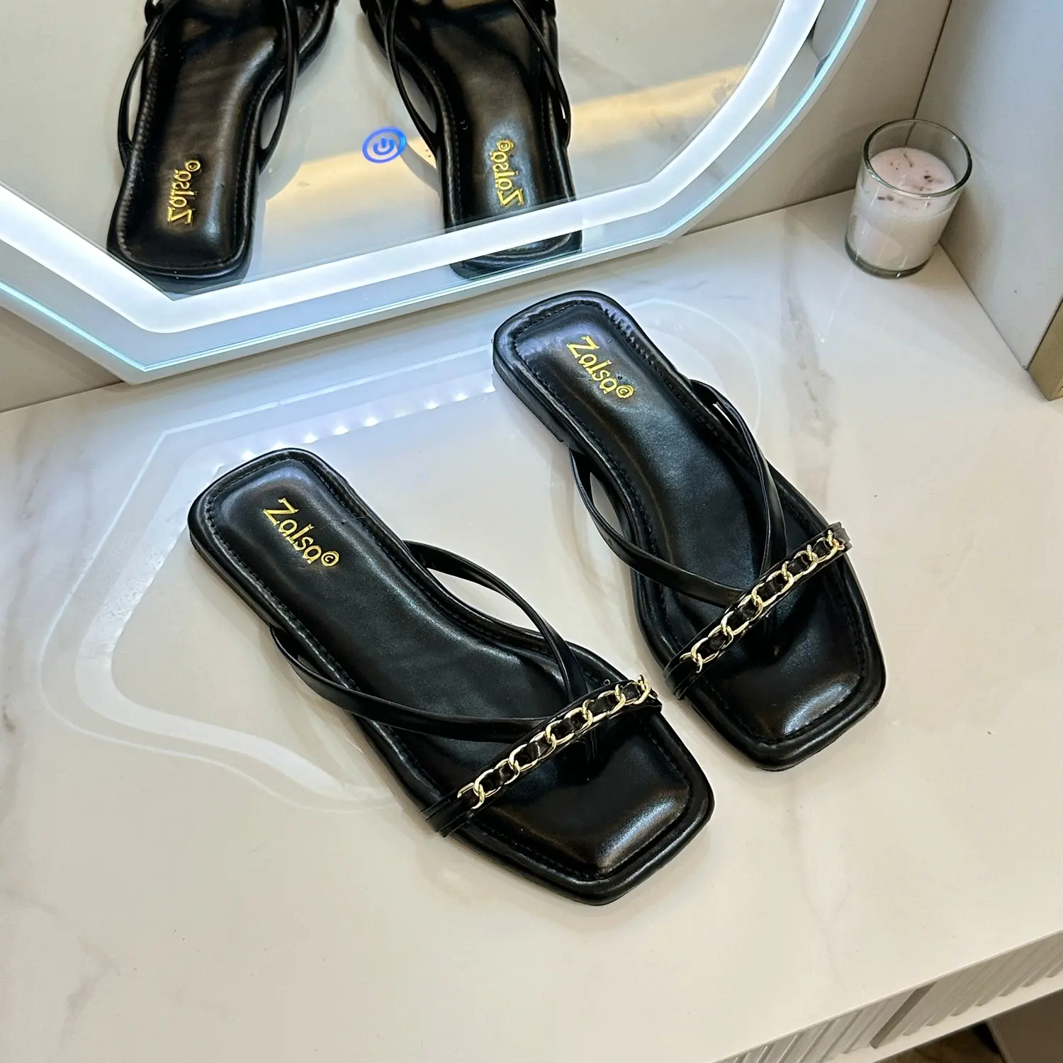 Sendal Flat Rantai Silang Wanita Model KC 08