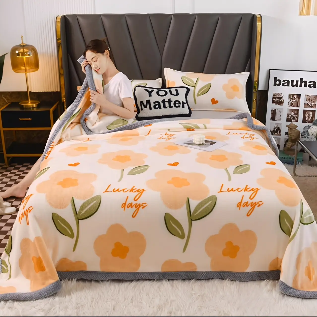 Selimut Bulu Halus 180x200 Motif Rusa Bulan Keren Super Lembut Berkualitas Kado Kain
