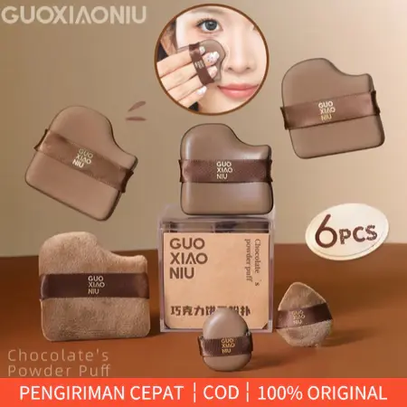 [Ready] (Guo Xiao Niu) 6in1 Chocolate Makeup Puff Set Air Cushion Puff, Powder Puff, Mini Puff, Wet Dry Super Soft Makeup Hemat Foundation  Hasil Rata