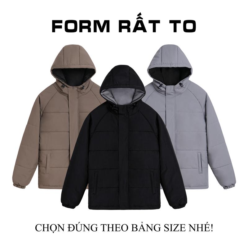  Áo Khoác Phao Nguyên Tấm Không Dồn Bông-  Nam Nữ FOM TO  Chần Bông 3 Lớp ,Màu Basic - Jacket Menswear Đen 
