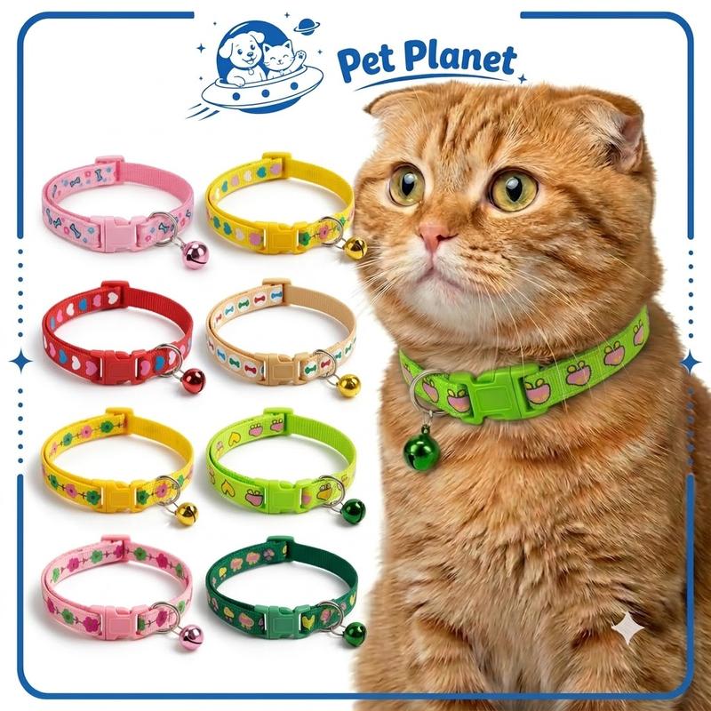Vòng cổ hoạ tiết cute dễ thương có chuông lục lạc dành cho thú cưng, chó nhỏ, mèo