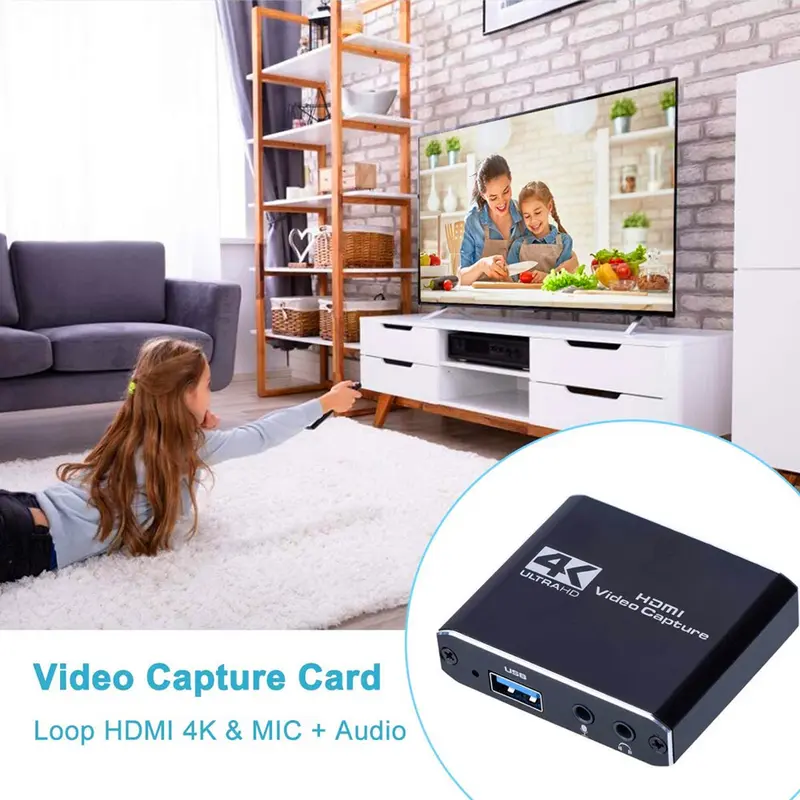 Thẻ Quay Video 1080P 4K HD Tương Thích HDMI Với USB 2.0 3.0 Bảng Quay Video, Ghi Trò Chơi, Phát Sóng Trực Tiếp, Vòng Tròn Phát Sóng, Thích Hợp Để Quay Video Trực Tiếp 3