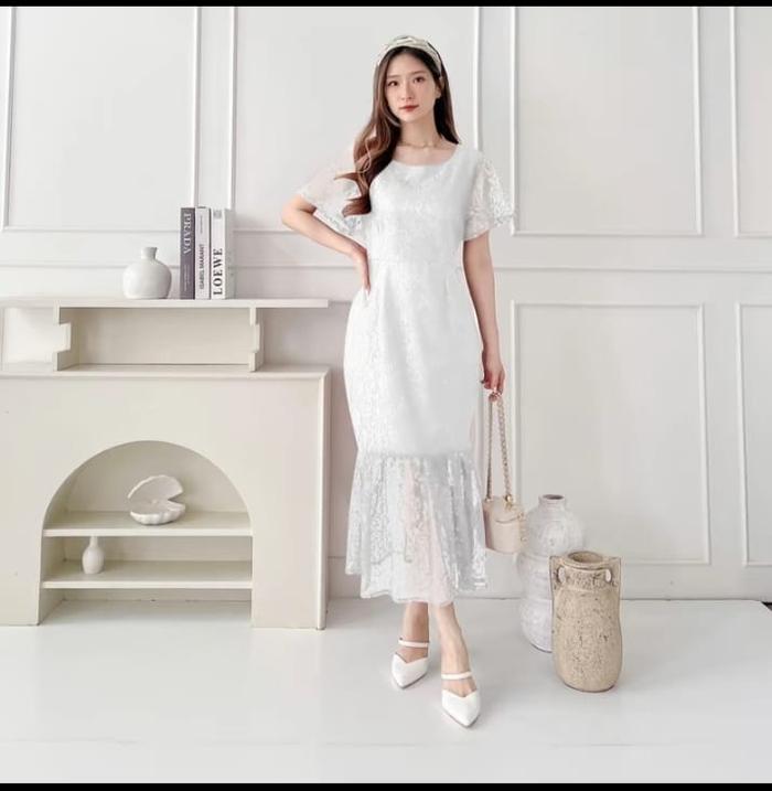 sexy midi white dress Off White Sexy Midi Exposed Chest Tie Dress /3-2-1