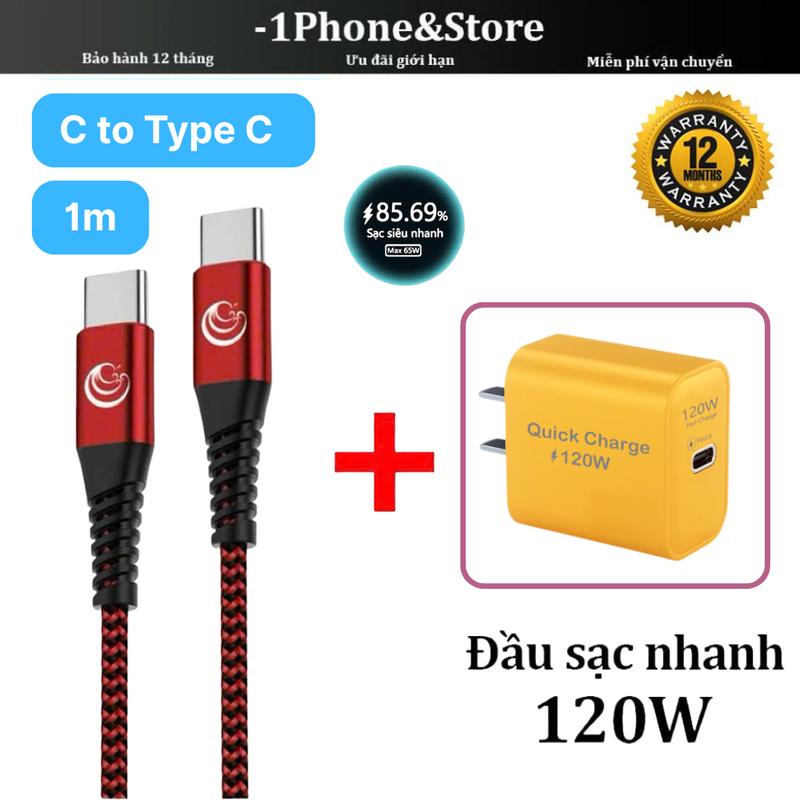 【Type C to C - 1m dây sạc nhanh 3A 120W,Hỗ trợ truyền dữ liệu,Cáp sạc siêu nhanh USB-C,Chất liệu dây nylon,Chống gãy Chống cuộn dây,Cho IP15 IP16,Samsung XiaoMi OPPO ViVO Red Mi Huawei điện thoại thông minh Android