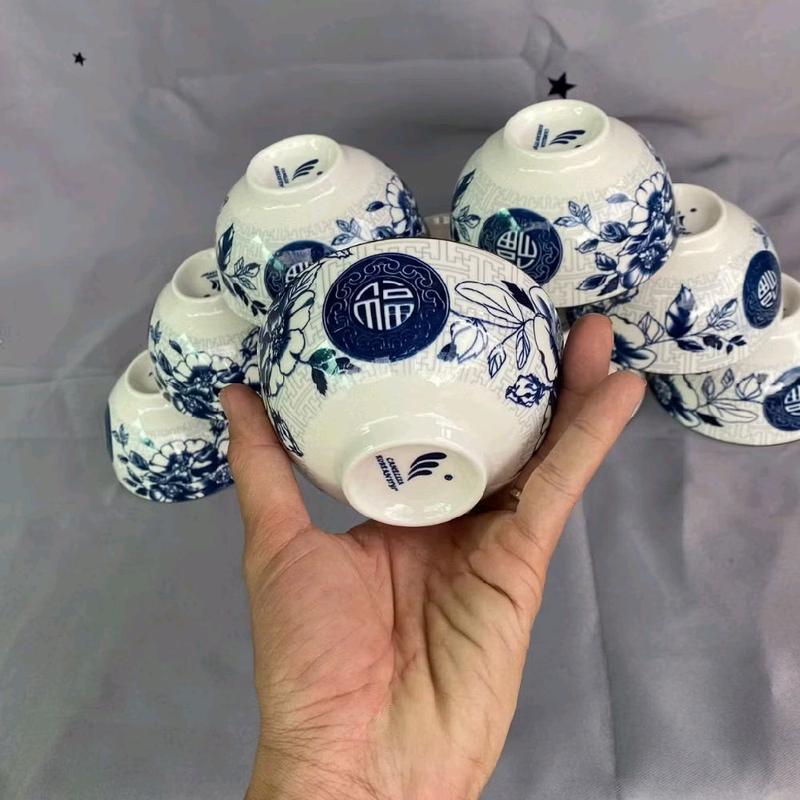 10 chén sứ ăn cơm bát ăn cơm hoạ tiết chữ phúc cao cấp