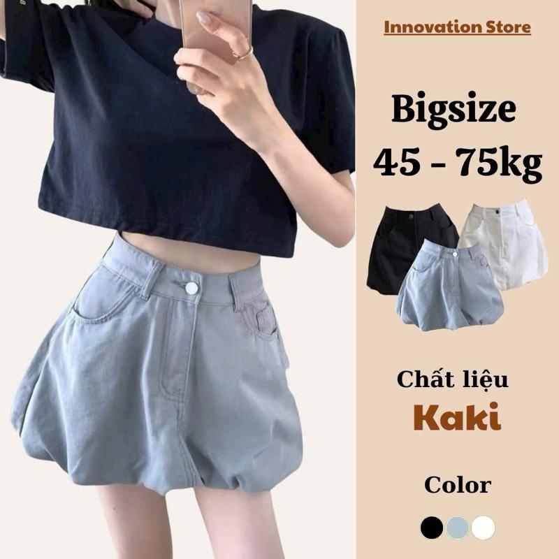 DEAL MỞ BÁN Chân Váy Bí Ngô Dáng Ngắn BIGSIZE Trơn Basic Chất Kaki Mịn Đẹp có 2 Túi Cạp Lưng Cao TA-2196