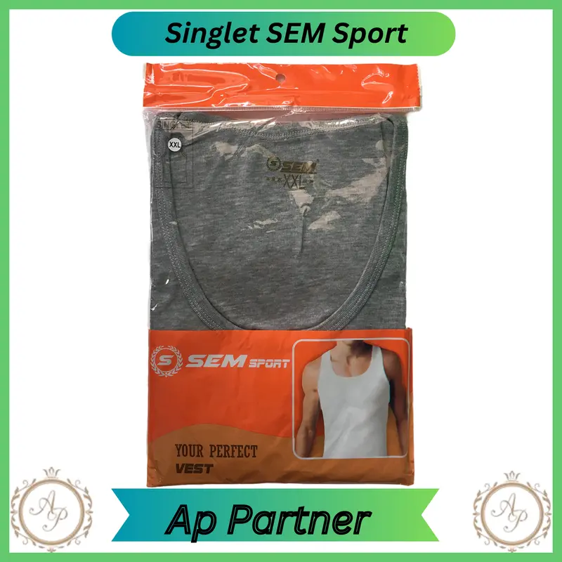 Grosir 3 Pcs - Singlet Pria Polos Bahan Katun SEM SPORT M - XXL | Kaos Dalam Laki Laki Gym 2