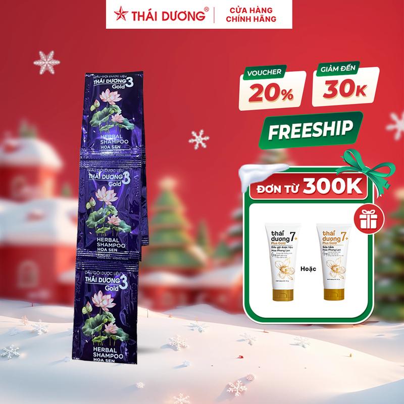 Combo Dây dầu gội Thái Dương 3 Gold hoa sen dây 10 gói x5ml