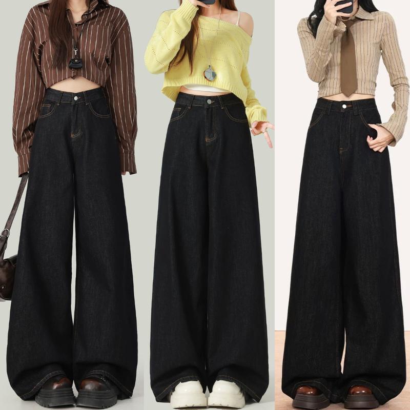 MIAA Quần Jean Ống Suông Rộng Chỉ Nổi MIAA Lưng Cao Tôn Dáng Đủ Size Chiều Rộng 28cm Phù Hợp Mùa Thu Đông