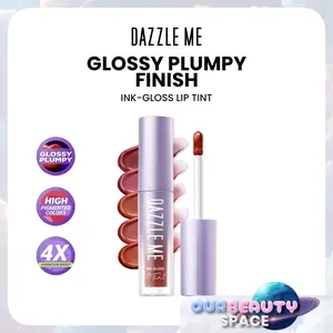 Dazzle Me Lip Tint  Ink Gloss Waterproof Tahan 24 Jam High Pigmented 2.5 mL Formula Watery Gel-ink Memberikan Kilau Sebening Kristal