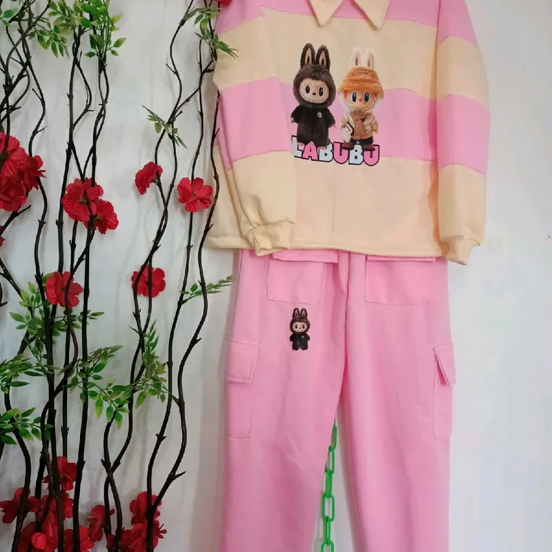Setelan Pakaian Anak Celana cargo Baju Perempuan Kargo Salur DTF Sablon, Usia 3-10 Tahun - Fashion 4