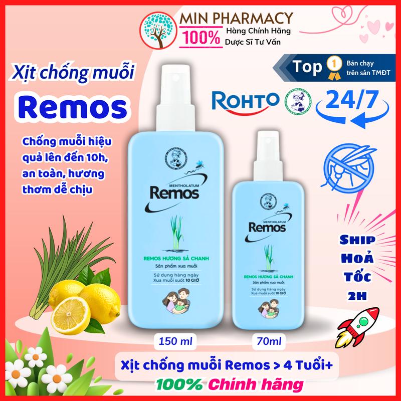 XỊT CHỐNG MUỖI REMOS MENTHOLATUM DẠNG PHUN SƯƠNG Hương Sả Chanh - Minpharmacy