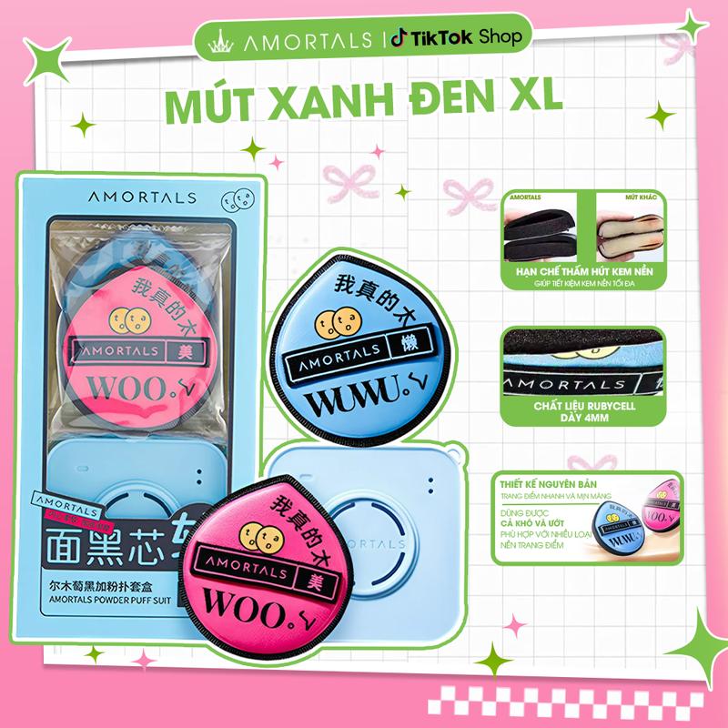 《Amortals.Vietnam》Bông Phấn Trang Điểm AMORTALS – Bộ Mút Trang Điểm Đen Black Makeup XL Mềm Mại, Cao Cấp, Chuyên Dụng