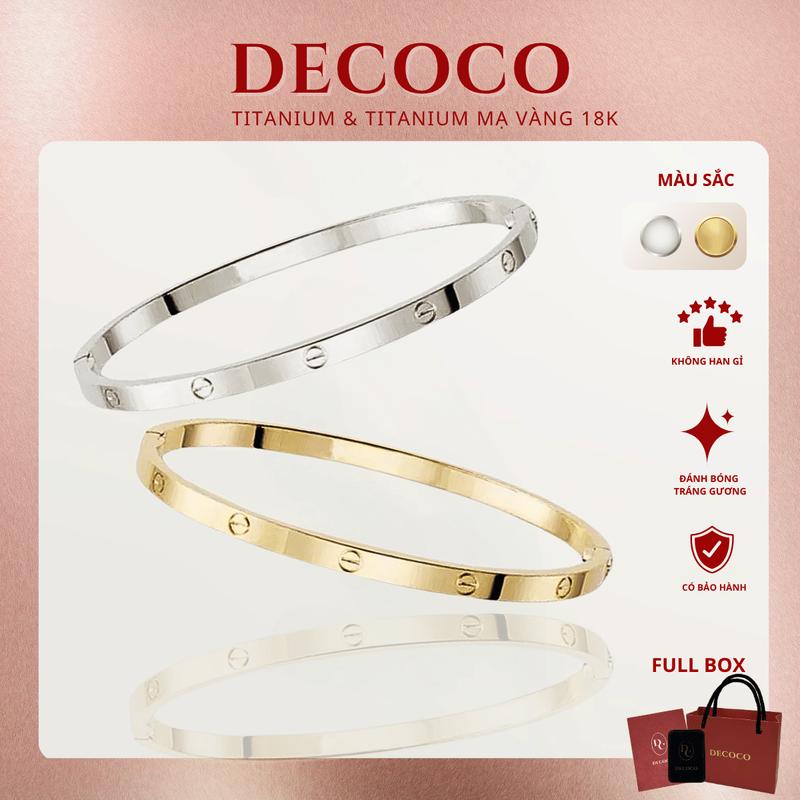 KHÔNG ĐEN GỈ - Vòng tay lắc tay cuff LAKI DECOCO Phụ Kiện thời trang nữ ( kèm Túi giấy + Hộp + Thiệp ) titan
