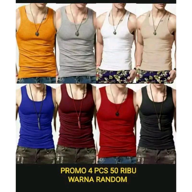 PROMO Singlet 4 Pcs 50 Ribu kaos Dalam Pria Katun 30S Adem Nyerap Keringat 0
