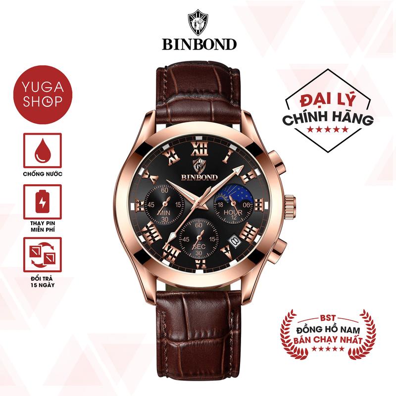 Đồng Hồ Nam Full 6 kim chống nước BINBOND chính hãng,dây da,lịch mặt trăng mặt trời,có lịch ngày 4 máy I21 Kính Vòm TẶNG FULL BOX HỘP CHÍNH HÃNG DỤNG CỤ THAY DÂY PIN ĐỒNG HỒ DỰ PHÒNG SỐ LƯỢNG QUÀ TẶNG CÓ HẠN