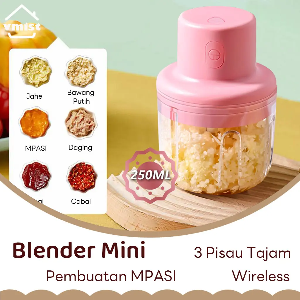Blender Mini Elektrik Portabel Nirkabel | Chopper Bumbu Dapur Multifungsi USB Rechargeable | Blender Makanan Bayi Praktis