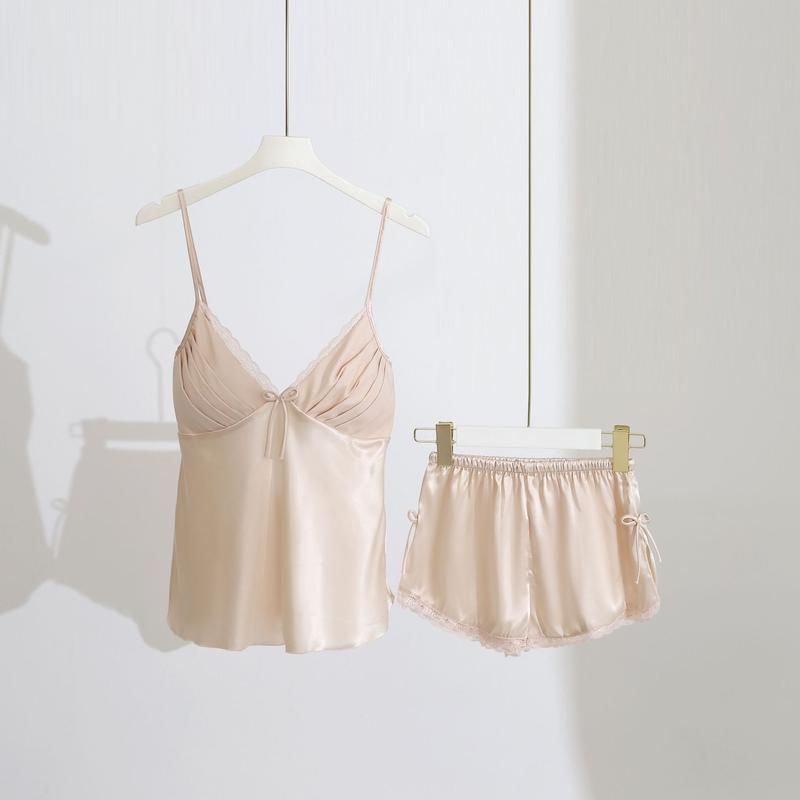 B120 TẶNG ĐÔI DÁN Bộ đồ ngủ gợi cảm cho nữ mùa hè bằng lụa băng cao cấp đẹp gợi cảm ngọt ngào tinh khiết phong cách 2025 từ Phương Linh Underwear