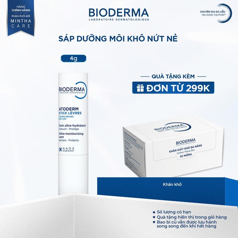Sáp dưỡng môi khô nứt nẻ Bioderma Atoderm Stick Levres 4g