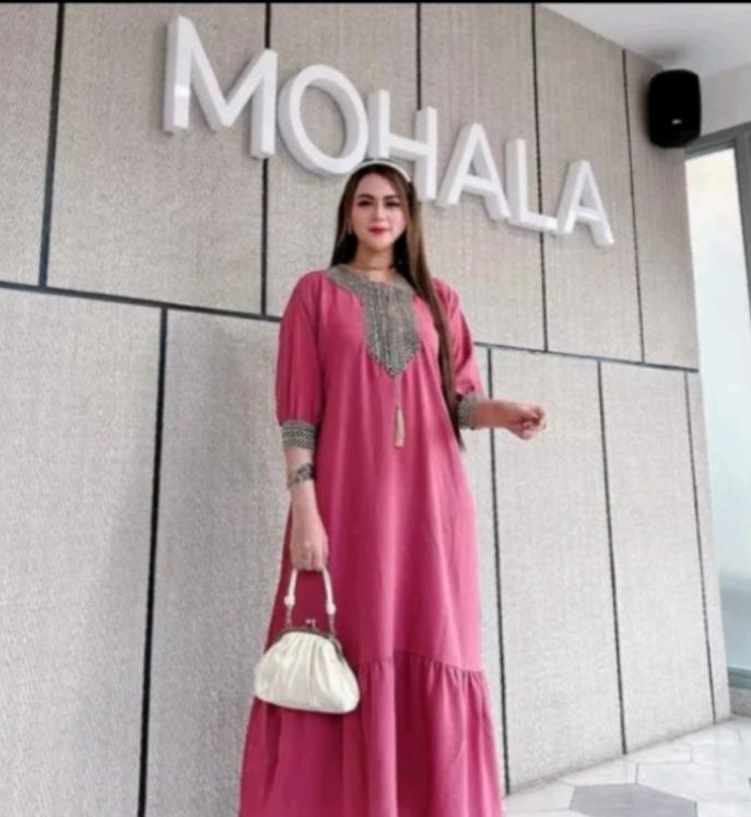 Product Introduction of GAMIS TERBARU 2025 DRESS SULTAN MASA KINI//dress abaya sultan// gamis midi muslim Wanita Dewasa Dewasa Remaja Pesta Maxi Mewah Lebaran Kondangan Rayon Syari Crinkle 4