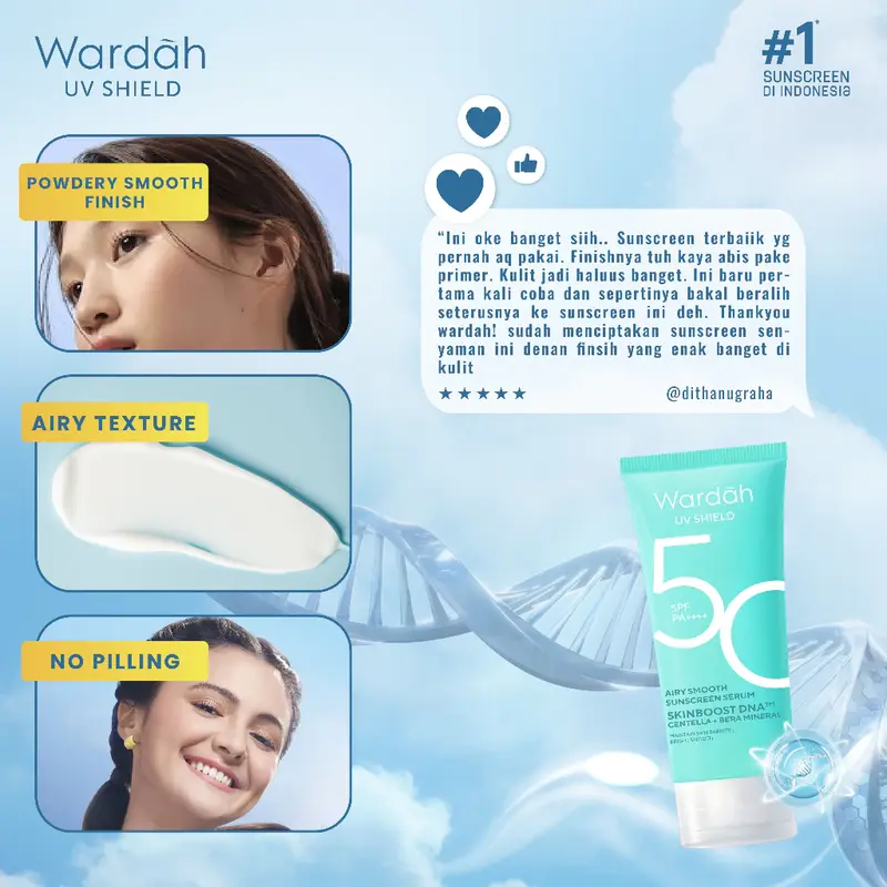 Wardah UV Shield Airy Smooth Sunscreen Serum SPF 50 PA++++ | Netto 40ML & 25 ML 4