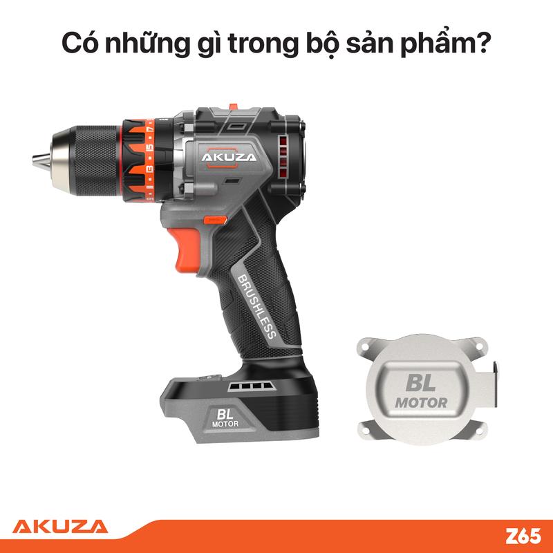  THÂN máy khoan Akuza Z65- không kèm phụ kiện  khoan pin 21V không chổi than 