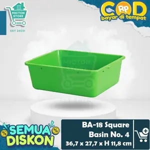 MICTON Lion Star BA-18 Square Basin No. 4 Baskom Segi Sedang Medium Bak Polos Air Tahu Serbaguna LionStar Plastik Berkualitas Murah Tahan Lama Anti Pecah Kontainer Toples Penyimpanan Dapur Rumah Wadah Tempat Kotak Botol Keranjang Peralatan Makan Alat
