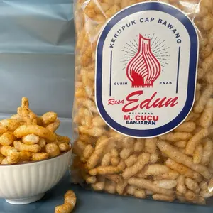 Kerupuk Gurilem Edun Cap Bawang Berdiri sejak tahun 1979 500gr Snack Cemilan Asin Camilan Food