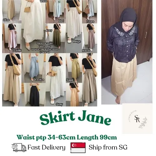 Simple skirt plain Jane relaxed casual plain skirt in cotton poplin material