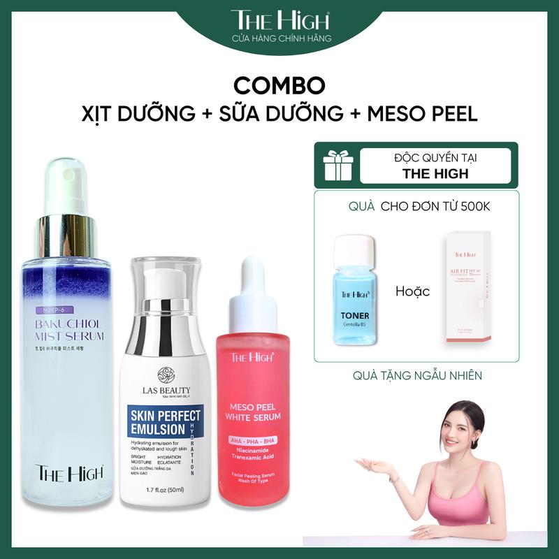 COMBO chăm da buổi tối xịt dưỡng + sữa dưỡng + meso peel 