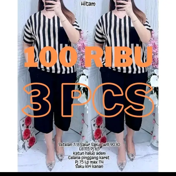 dijual murah paket hemat 100k dapet 3 stelan salur semi rayon/stelan kekinian /katun premium/ukuran L,XL,XXL