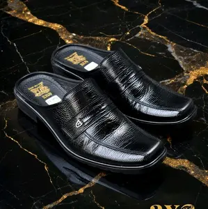 AX3 SELOP KULIT SELOP KJ-04 Pria KULIT ASLI SELOP Hak Datar (1 cm atau kurang) Shoes Pria Sendal Karet