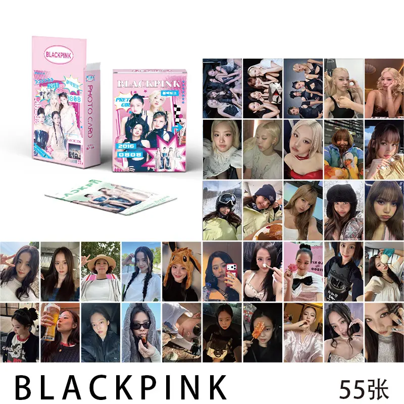 YANEN 55Pcs/Box BLACKPINK JISOO LISA JENNIE ROSE Holographic Laser
