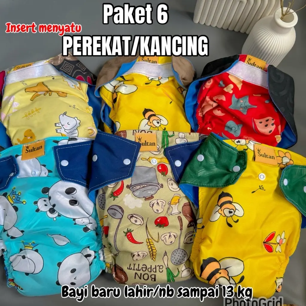 Paket 6 campur clodi anak bb 3-14 kg Baru lahir Bayi Bayi Baru lahir Bayi  Popok