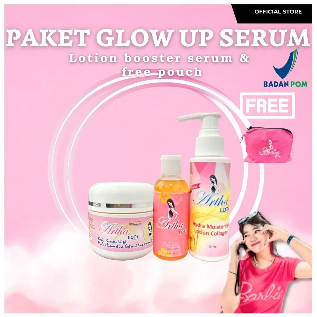 exclusive cahyanirynn - PAKET GLOW UP SERUM ARTHA LDT ( lotion + booster + aha body serum) FREE POUCH