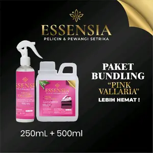 Essensia Pelicin & Pewangi Strika Baju Bundling 500ml & 250ml Spray Non Alkohol Wangi Lebih Tahan Lama anti bakteri Paket Hemat