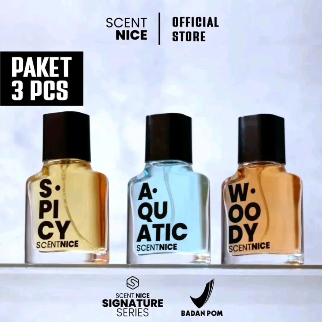 SCENTNICE Signature For Men Pack 3 pcs Parfum Pria Spicy - Aquatic - Woody Parfum Pria Wangi Tahan Lama Energizer Perfume