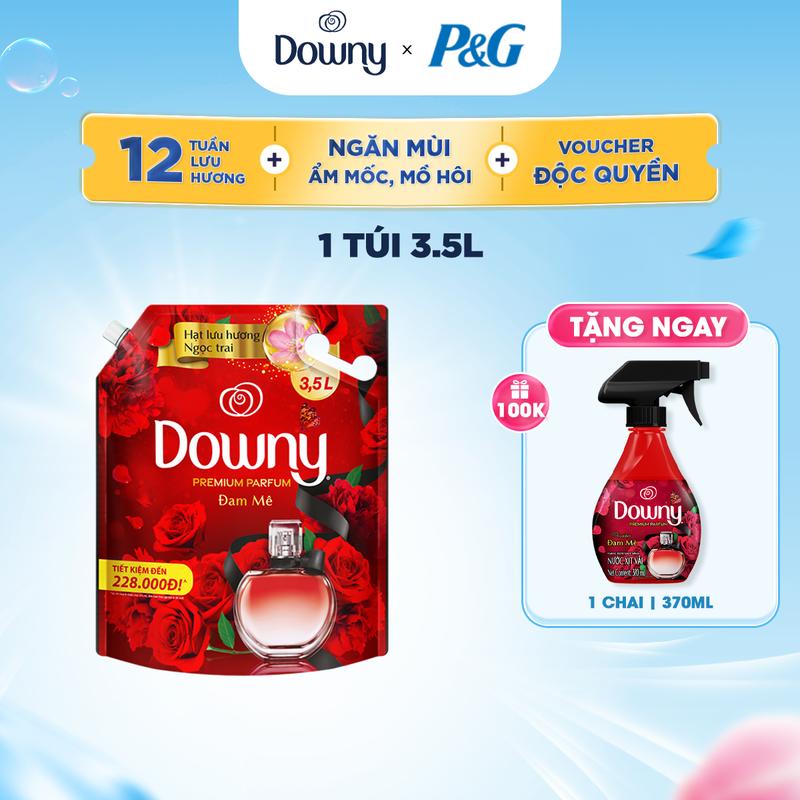 FS BAU Mua 1 tặng 1 Nước xả vải Downy túi 3.5L Nhiều mùi hương tặng Chai xịt vải Downy 370ml