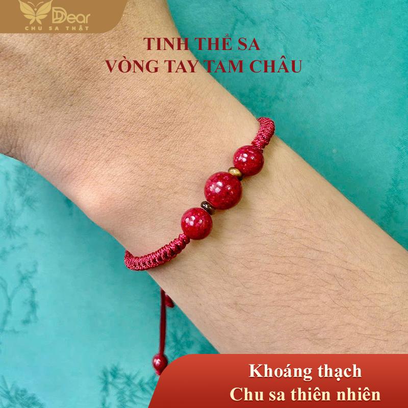 Vòng tay Chu Sa Tinh Thể Sa Tam Châu Trang Sức Đá Quý Cao Cấp Chu Sa Tự Nhiên Phong Cách Thanh Lịch Phù Hợp Đeo Hằng Ngày Hàng Mới Về Xu Hướng Tiktok Dear Fashion Jewelry