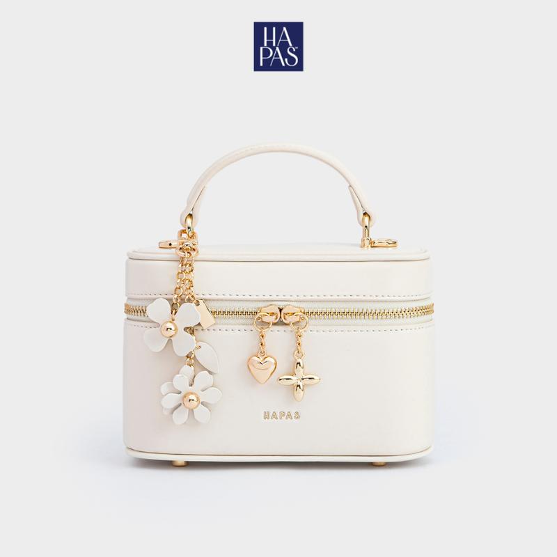 Túi Xách Nữ Aura HAPAS Xách Tay Dáng Hộp Charm Hoa Size 18 - TXT2512138