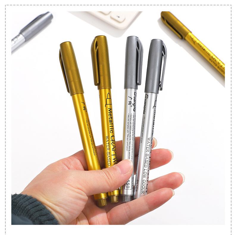 Product Introduction of JIANWU 4Pcs/Set Gold Silver Metallic Color Paintbrush Pen Student Drawing Highlighter Markers Writing School Supplies Stationery 10