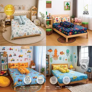 AMB Sprei Double Karet Motif Anak & Remaja Anti Geser Tinggi 20 & 30 cm Premium Quality Single Extra Single Queen King Extra King Bahan Cotton Mikrotex Garansi Pabrik Kain Lembut Nyaman