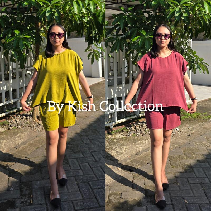 Babydoll Setelan Baju Tidur One Set Bali Baju Tidur Pendek Celana Piyama Wanita 5