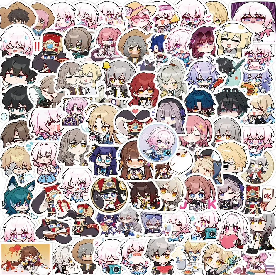 60 Pcs Cute Honkai Star rail  Stickers untuk Laptop HP Aksesoris dll