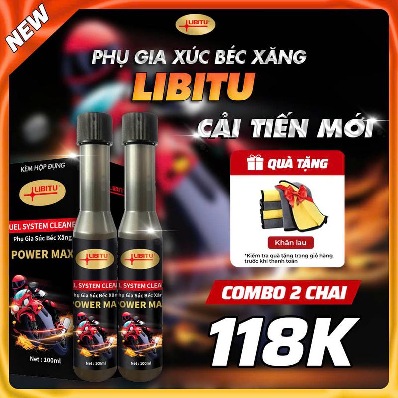    Chính Hãng   Bộ Combo 2 Chai Súc Béc Xăng Libitu Bản Nâng Cấp Mới Power Max Bảo Dưỡng Động Cơ Xe Máy Của Bạn Tốt Hơn 