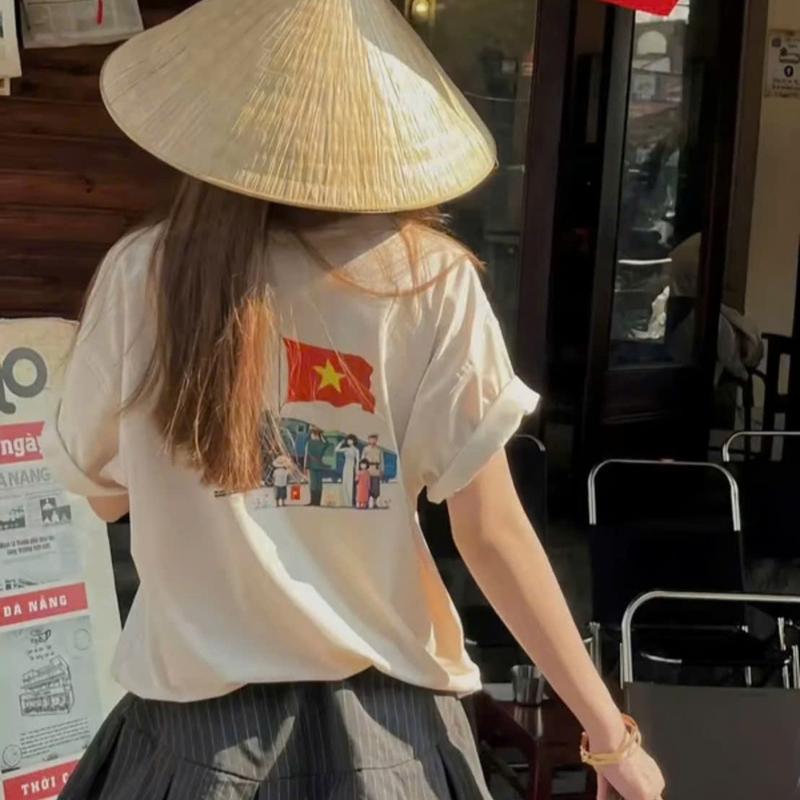 [ Áo mới ] Áo thun nam nữ yêu nước Mẫu Xe lửa siêu xinh Crayon dễ thương Cổ Tròn Menswear baby  tee Áo Thun Babytee baby  tee  orm