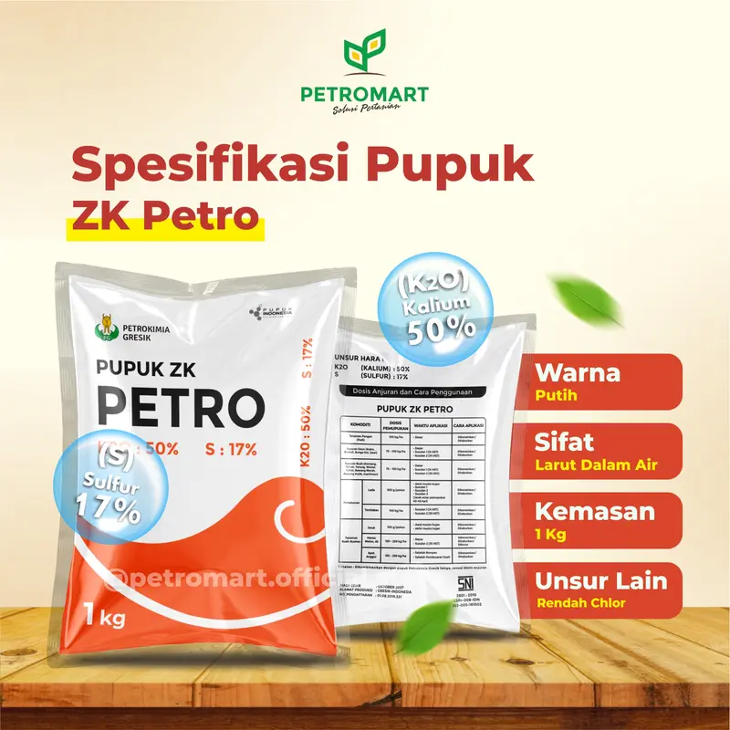 Pupuk ZK | Meningkatkan Kualitas Buah dan Panen | Kemasan 1 Kg | PETROMART OFFICIAL STORE 2