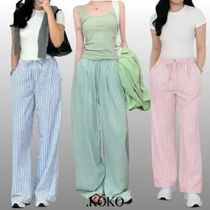 .KOKO - Celana Salur Kulot Jumbo Wanita Motif Salur Panjang Big Size - Stripe Pants - Kenny Pants - Everyday Pants